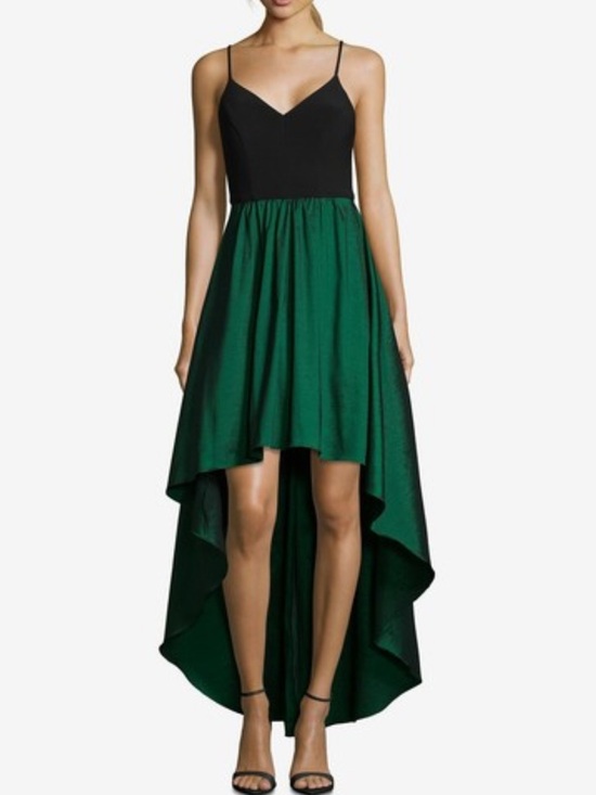 Betsy & Adam Dresses & Skirts - Betsy & Adam Black Green V-Neck High-Low Dress- 2